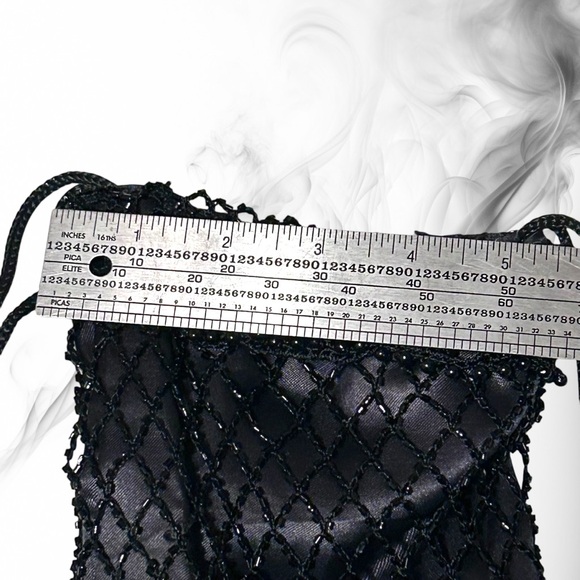 Gorgeous Beaded Bag Satchel Crossbody Black Beads Evening Flapper - Picture 10 of 10